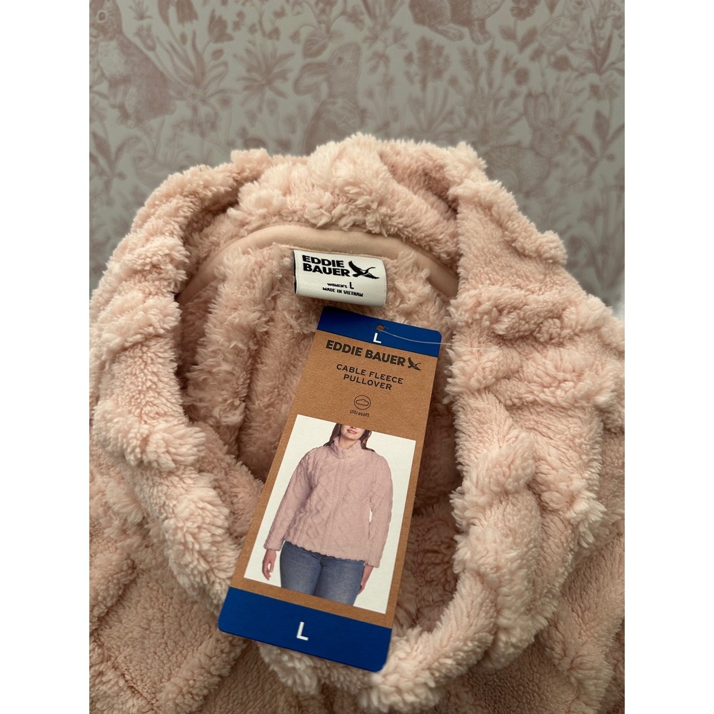 Eddie Bauer Cable Fleece Pullover – Size Large – Pink - Picture 7 of 7